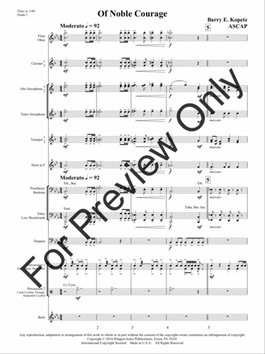 Of Noble Courage Concert Band scores gallery preview page 5