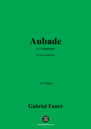 Book cover for G. Fauré-Aubade,in F Major,Op.6 No.1