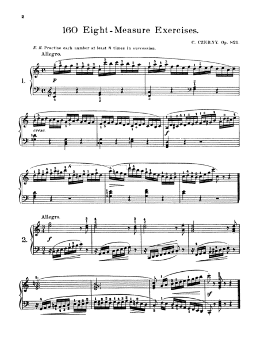 One-hundred Sixty Eight-measure Exercises, Op. 821 Piano Method scores gallery preview page 3