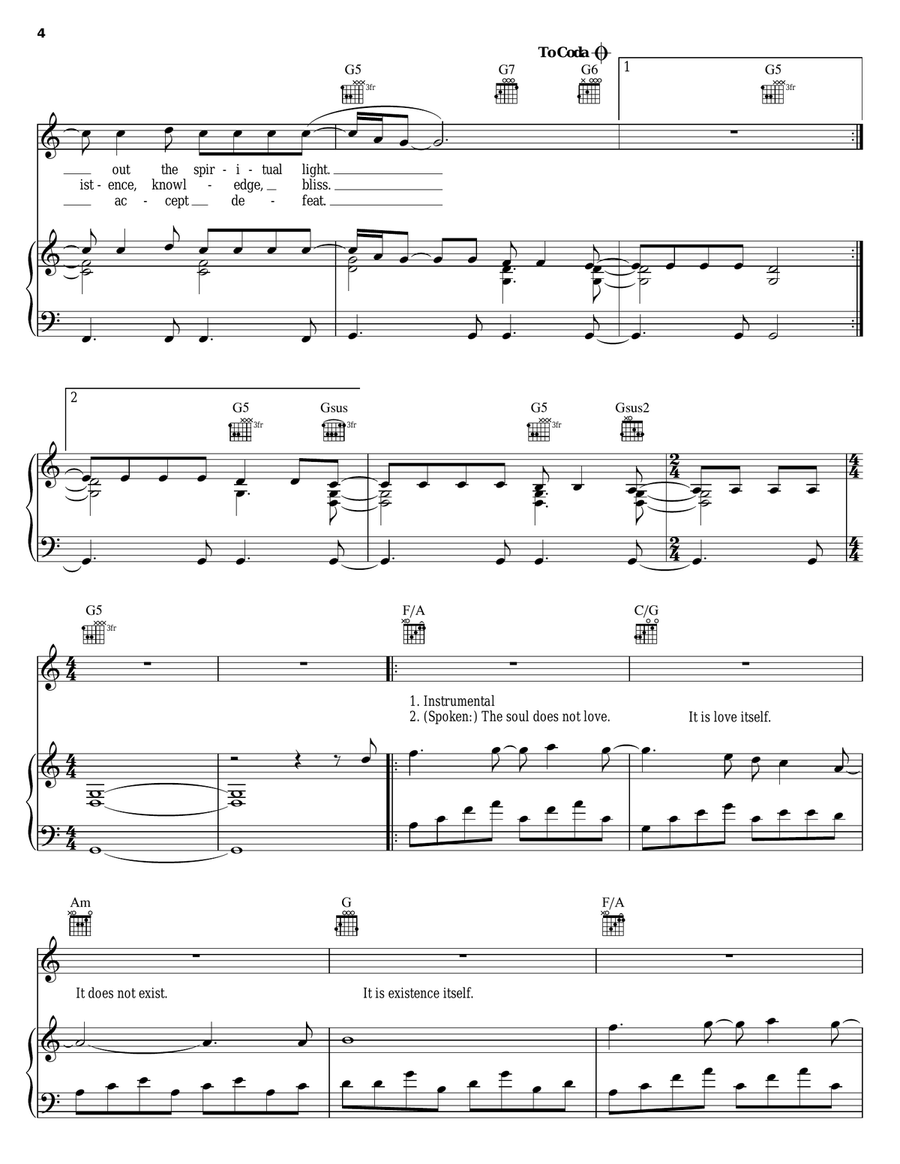 Brainwashed Piano, Vocal, Guitar scores gallery preview page 4
