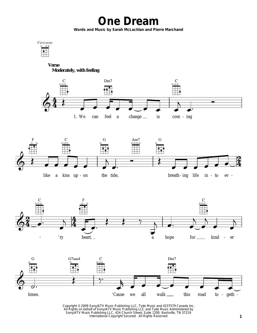 One Dream Ukulele scores gallery preview page 1