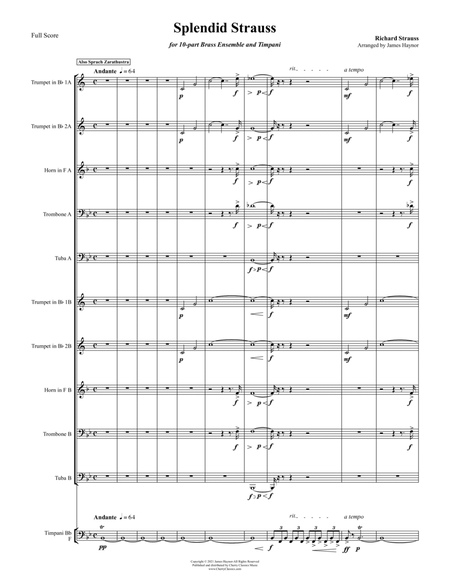 SPLENDID Strauss for 10-part Brass Ensemble and Timpani image number null