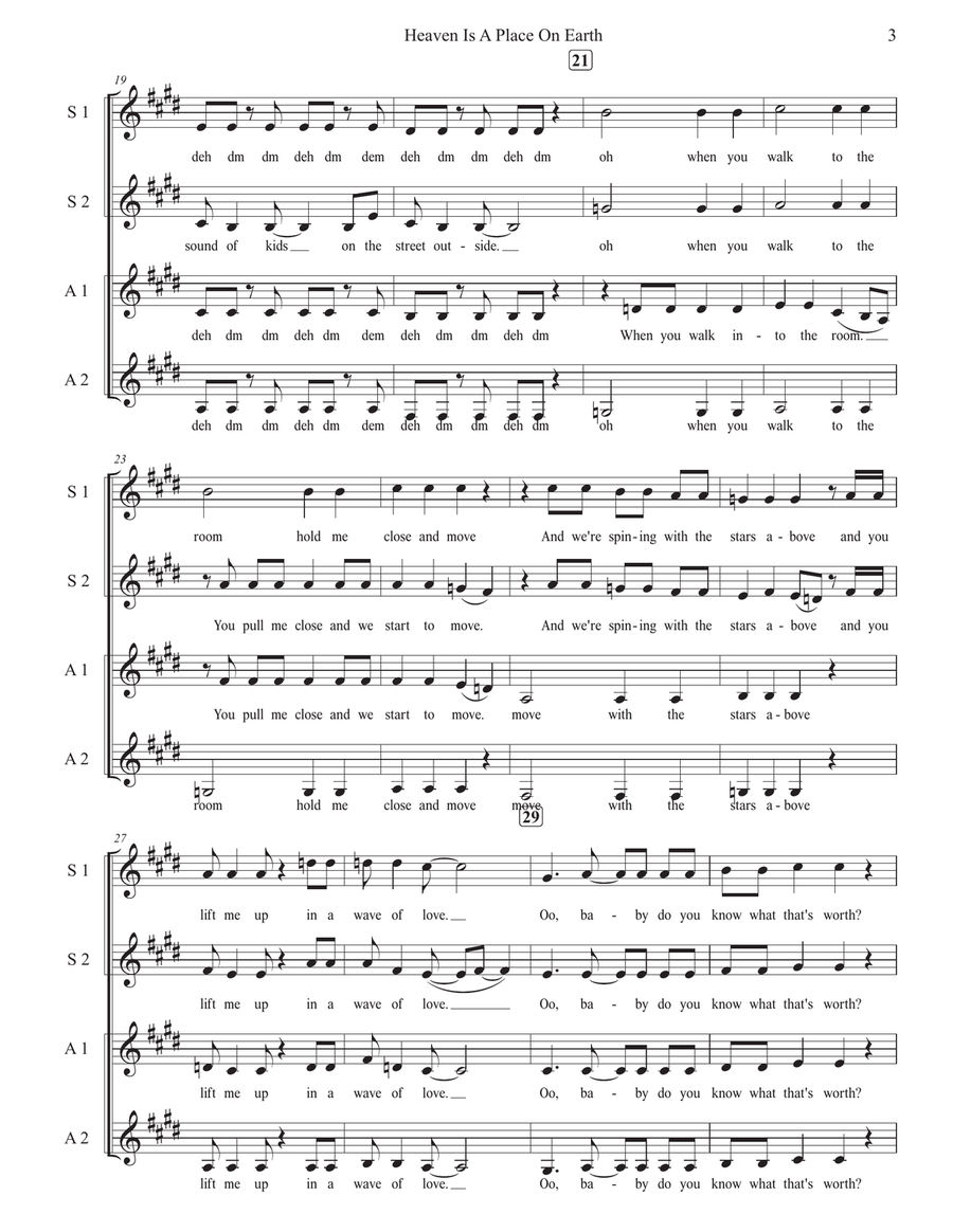 Heaven Is A Place On Earth SSA scores gallery preview page 3