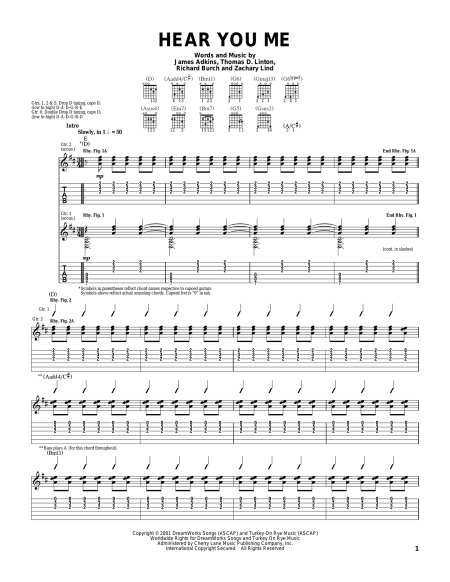 Hear You Me Acoustic Guitar scores gallery preview page 1