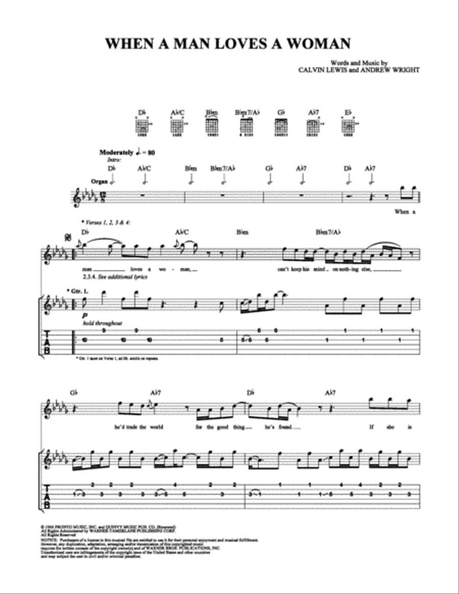 When A Man Loves A Woman When A Man Loves A Woman Electric Guitar scores gallery preview page 1