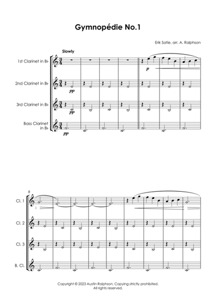Gymnopedie No.1 - clarinet quartet image number null