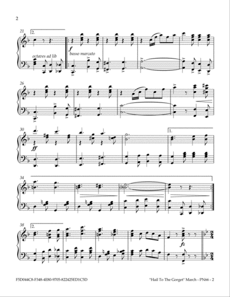 Hail To The Gorget March Piano Solo scores gallery preview page 2