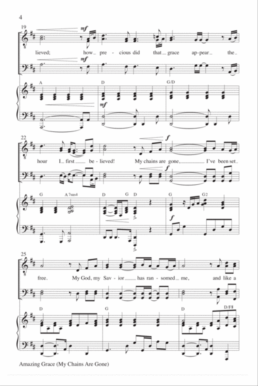 Amazing Grace (My Chains Are Gone) TTBB scores gallery preview page 4