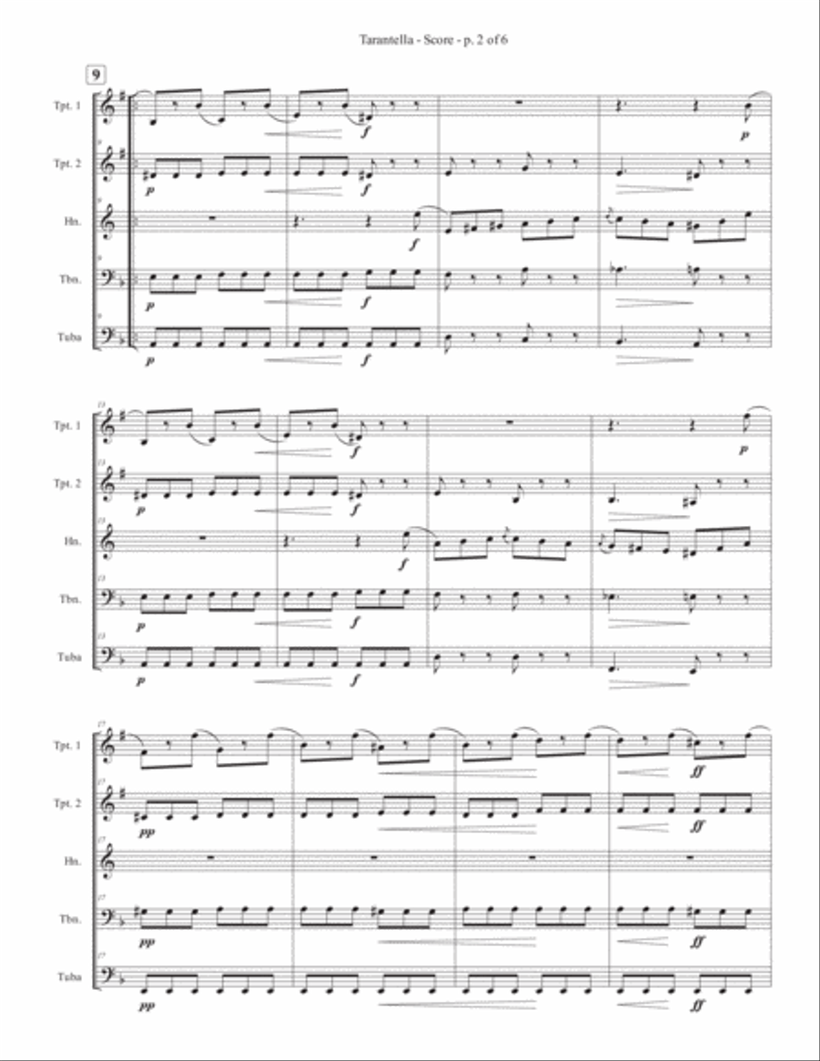 Tarantella - Full Score Tarantella - Full Score Brass Quintet scores gallery preview page 2