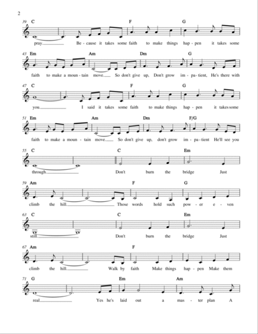 Don't Burn the Bridge Piano, Vocal, Guitar scores gallery preview page 2