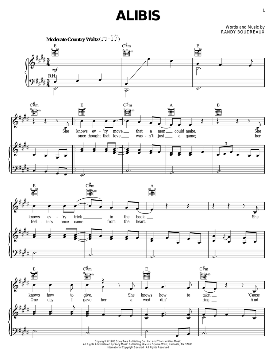 Alibis Alibis Piano, Vocal, Guitar scores gallery preview page 1