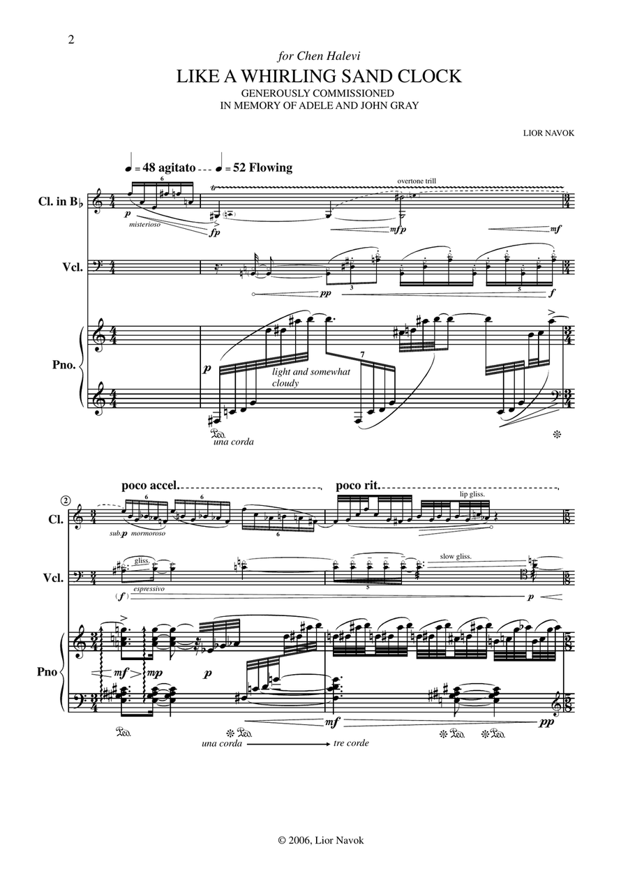 "Like a Whirling Sand Clock" - for Clarinet, Cello and Piano [Performance Score and Parts] image number null