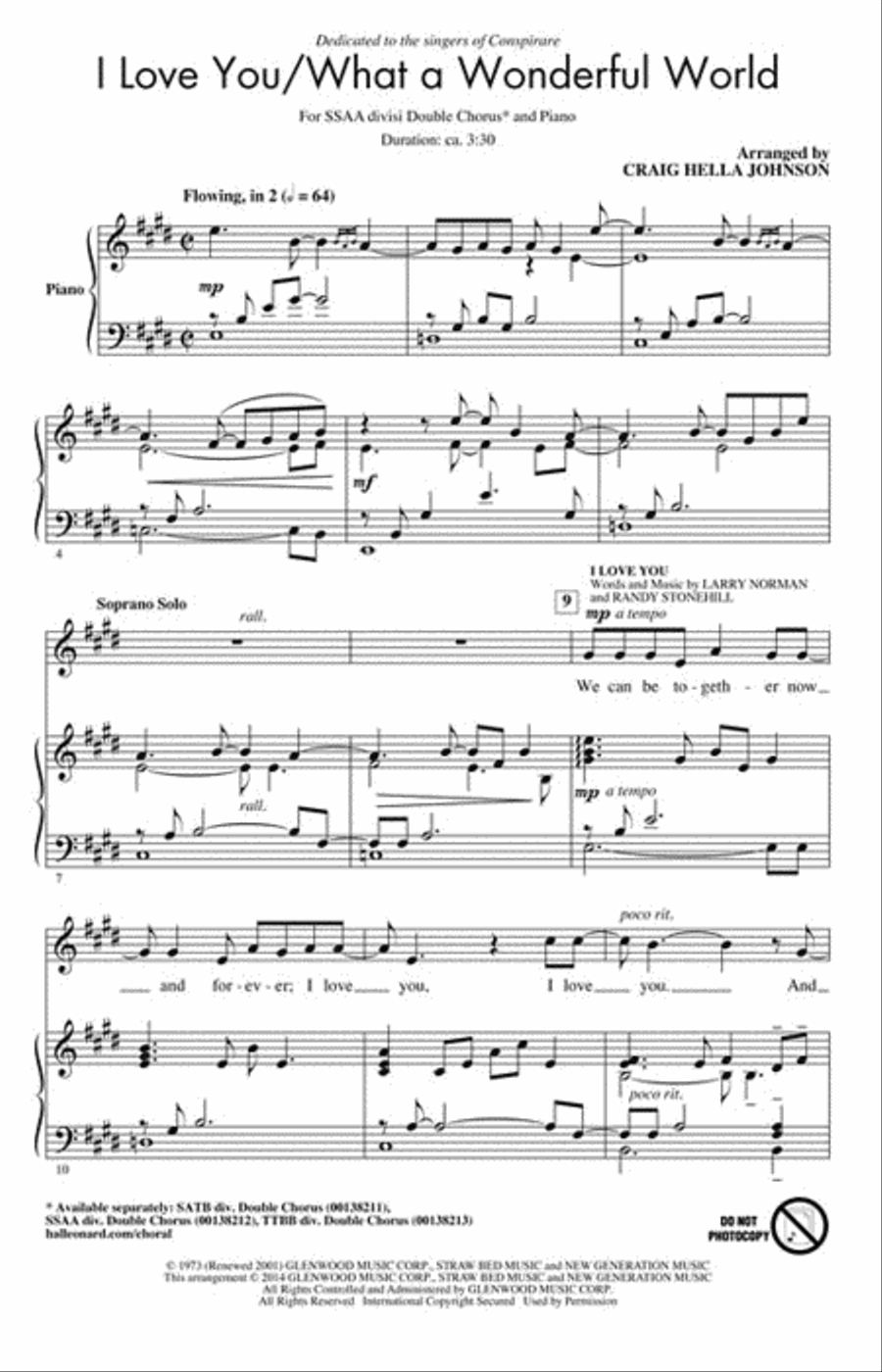 I Love You/What a Wonderful World SSAA scores gallery preview page 2