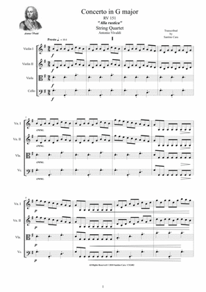 Vivaldi - Concerto in G major 'Alla Rustica' RV 151 for String Quartet