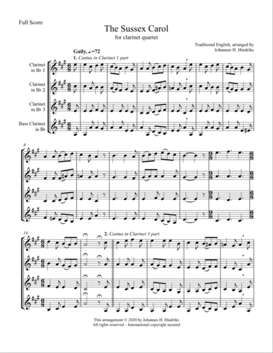 Sussex Carol Woodwind Quartet scores gallery preview page 4