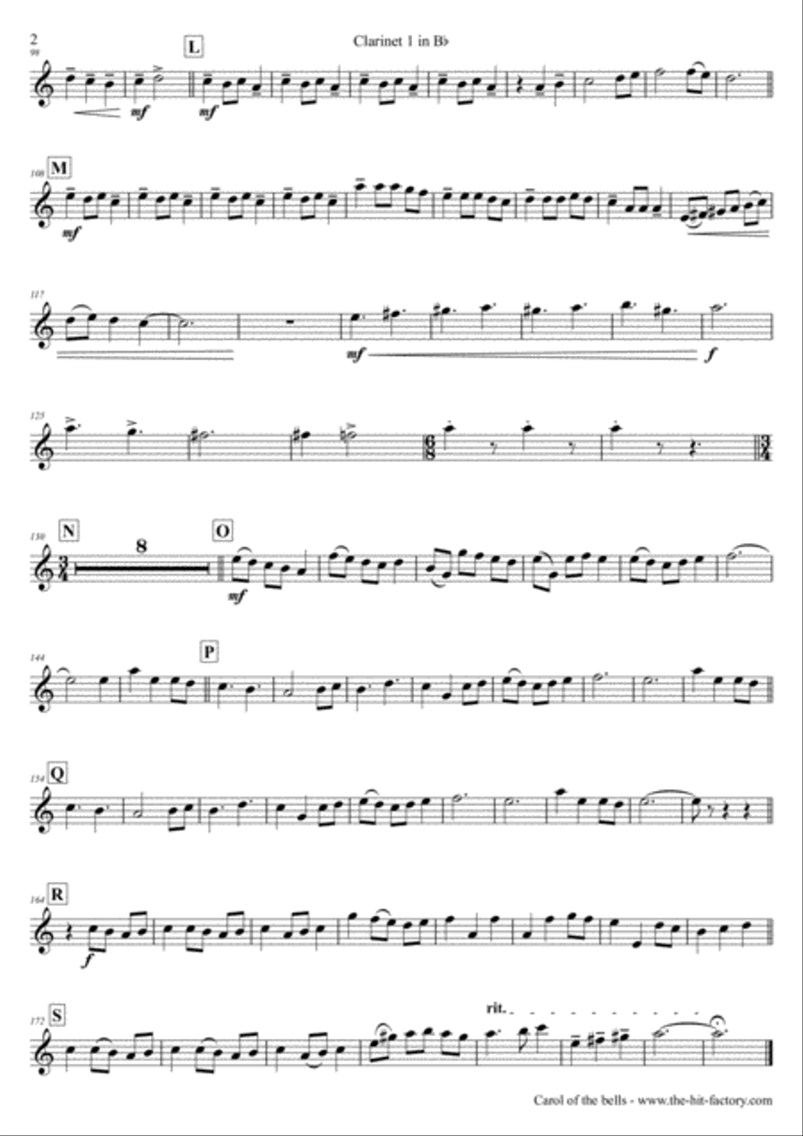 Carol of the Bells - Pentatonix style - Clarinet Trio Clarinet Trio scores gallery preview page 6