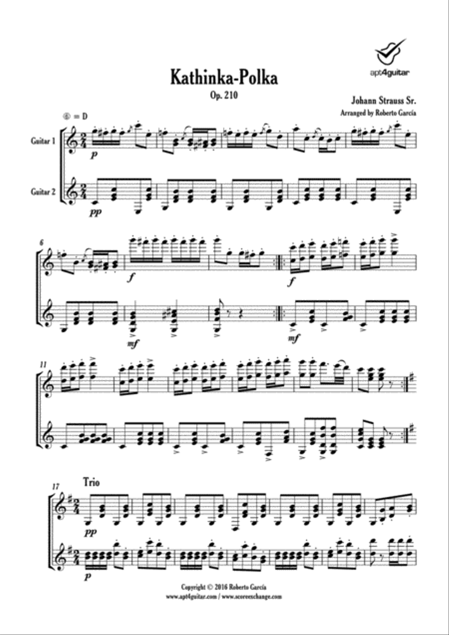 Kathinka-Polka Classical Guitar scores gallery preview page 2