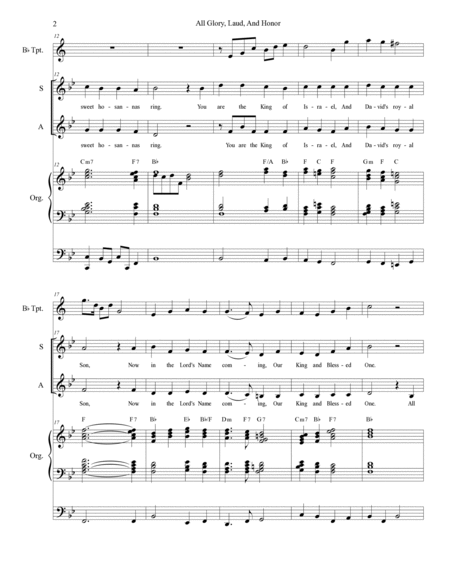 All Glory, Laud, And Honor (with "Lift High The Cross") (for 2-part choir - (SA) image number null