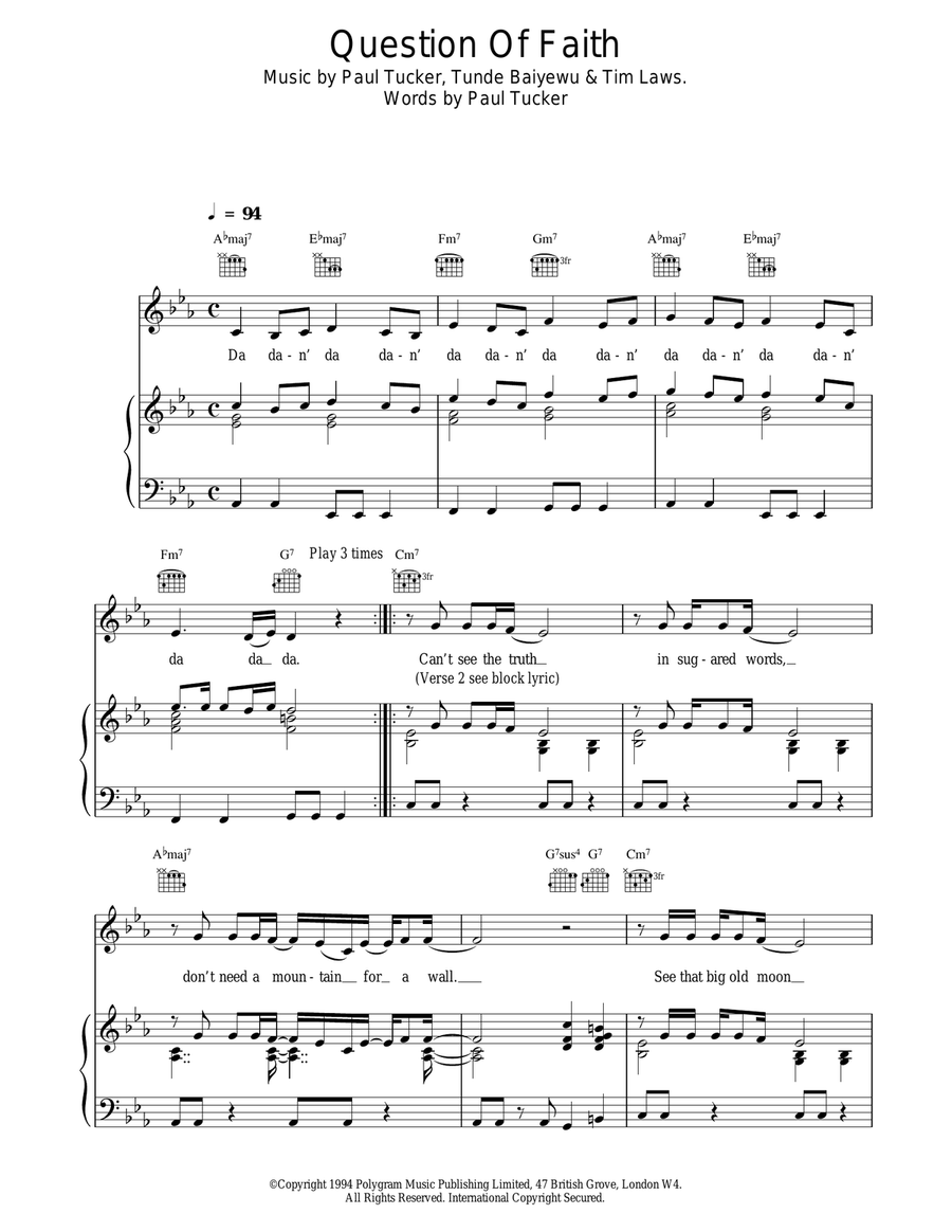 Question Of Faith Question Of Faith Acoustic Guitar scores gallery preview page 1