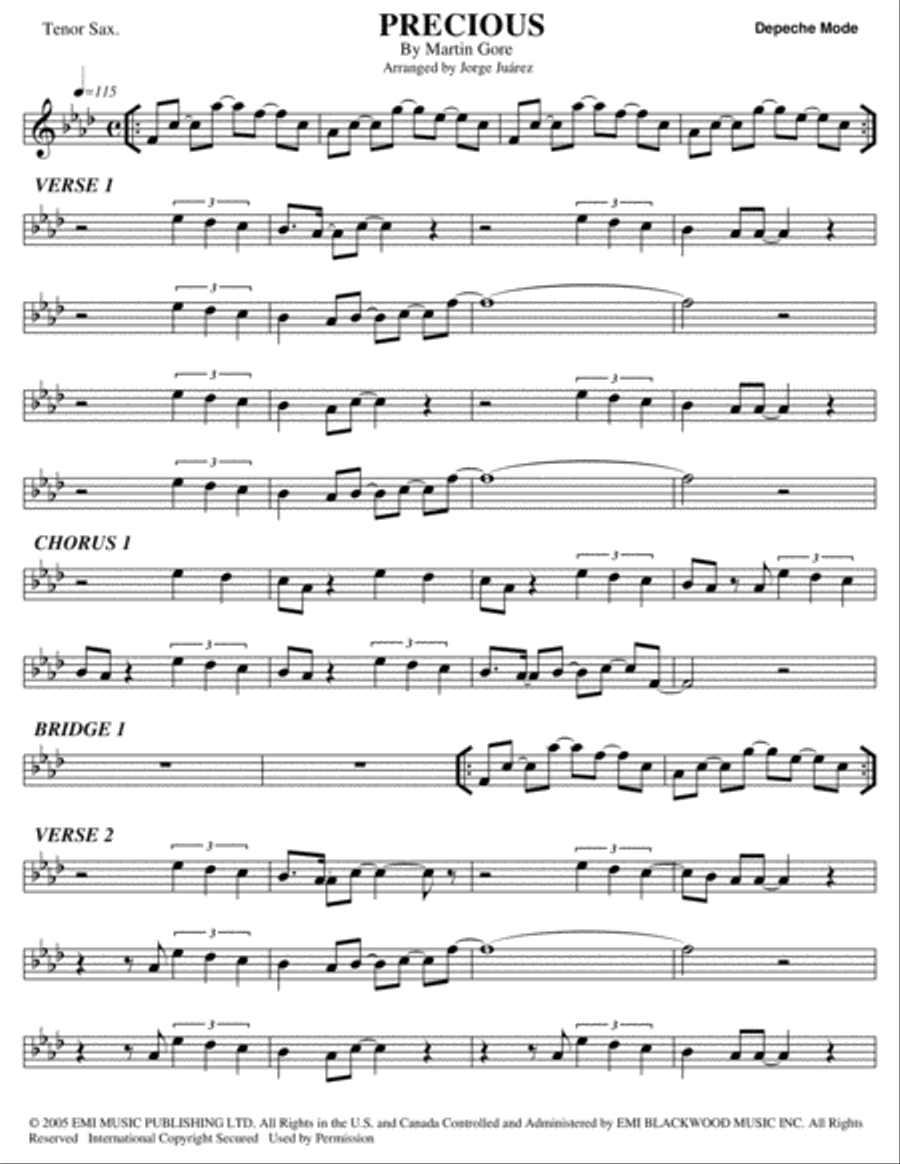 Precious Tenor Saxophone scores gallery preview page 1