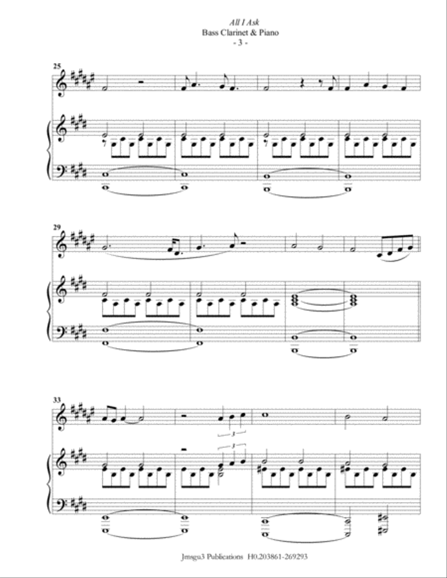 All I Ask All I Ask Bass Clarinet scores gallery preview page 3