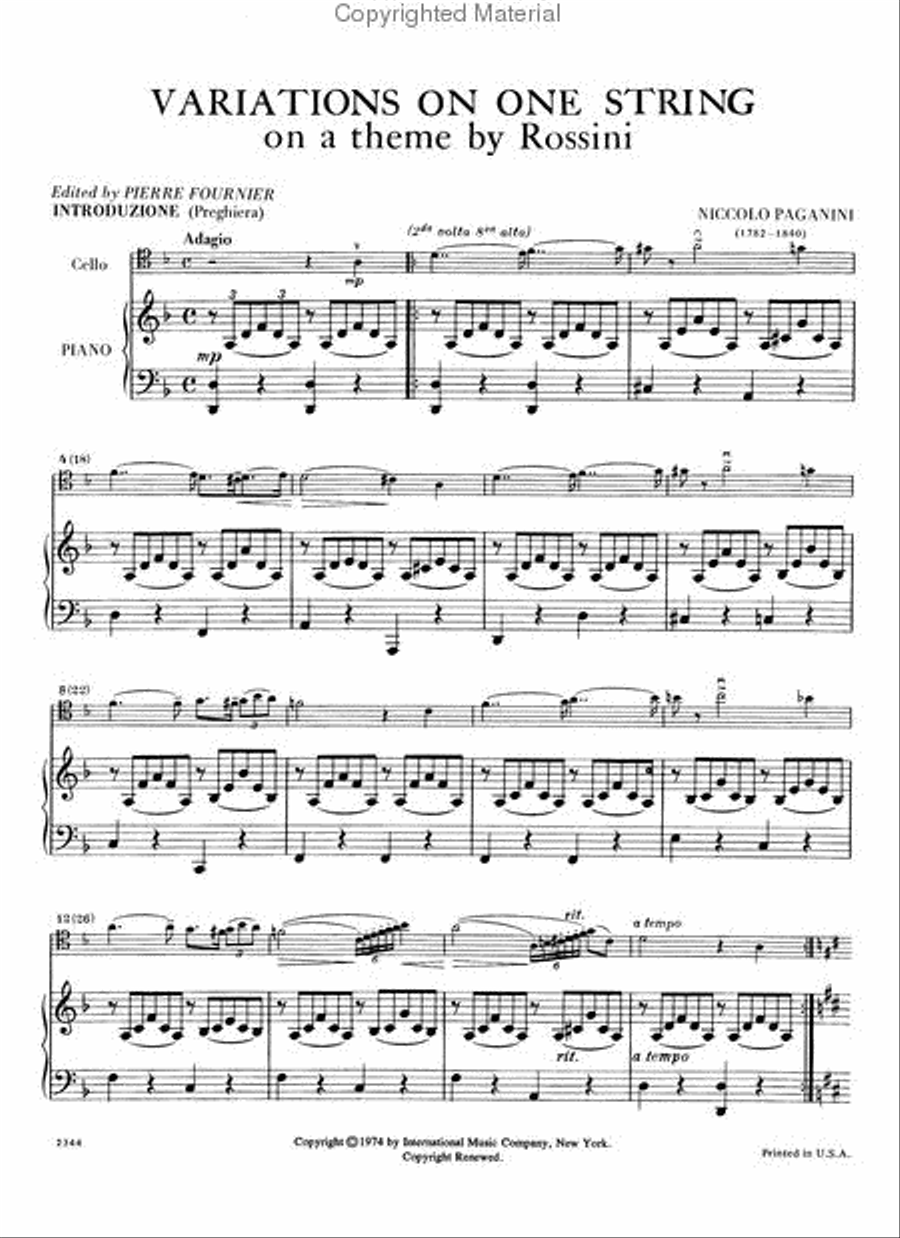 Variations on One String on a Theme from 'Moses' by Rossini Piano Accompaniment scores gallery preview page 3