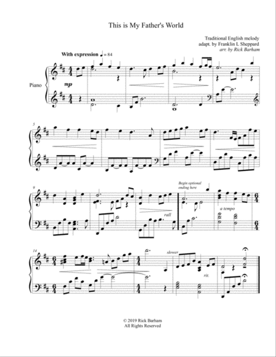 This is My Father's World Piano Solo scores gallery preview page 1