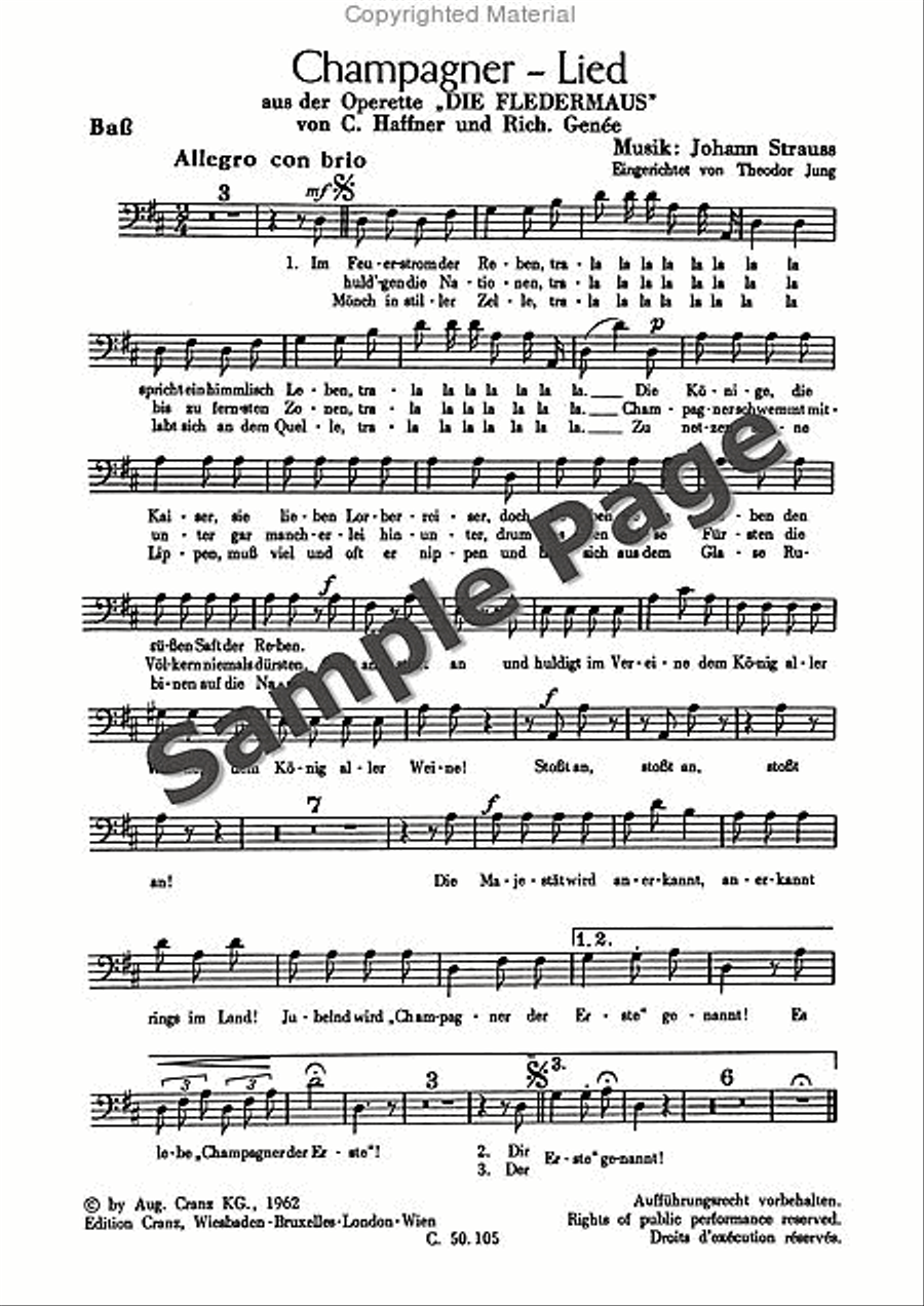 Strauss J Champagner Lied A.fledermaus 4-Part scores gallery preview page 2