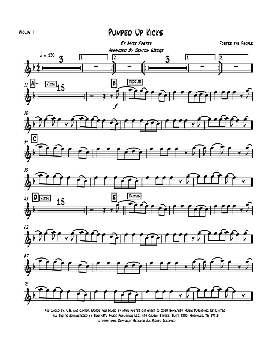 Pumped Up Kicks String Quartet scores gallery preview page 1