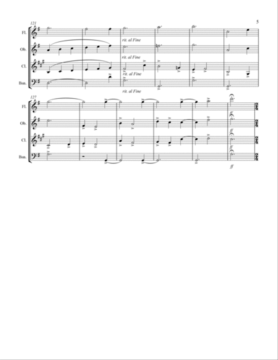 Holst - First Suite for Military Band in Eb (for Woodwind Quartet) Woodwind Quartet scores gallery preview page 6