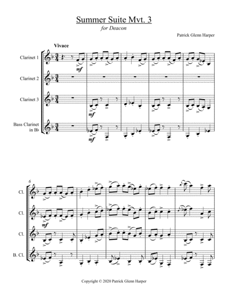 Summer Suite - Movement 3 - for Clarinet Ensemble image number null