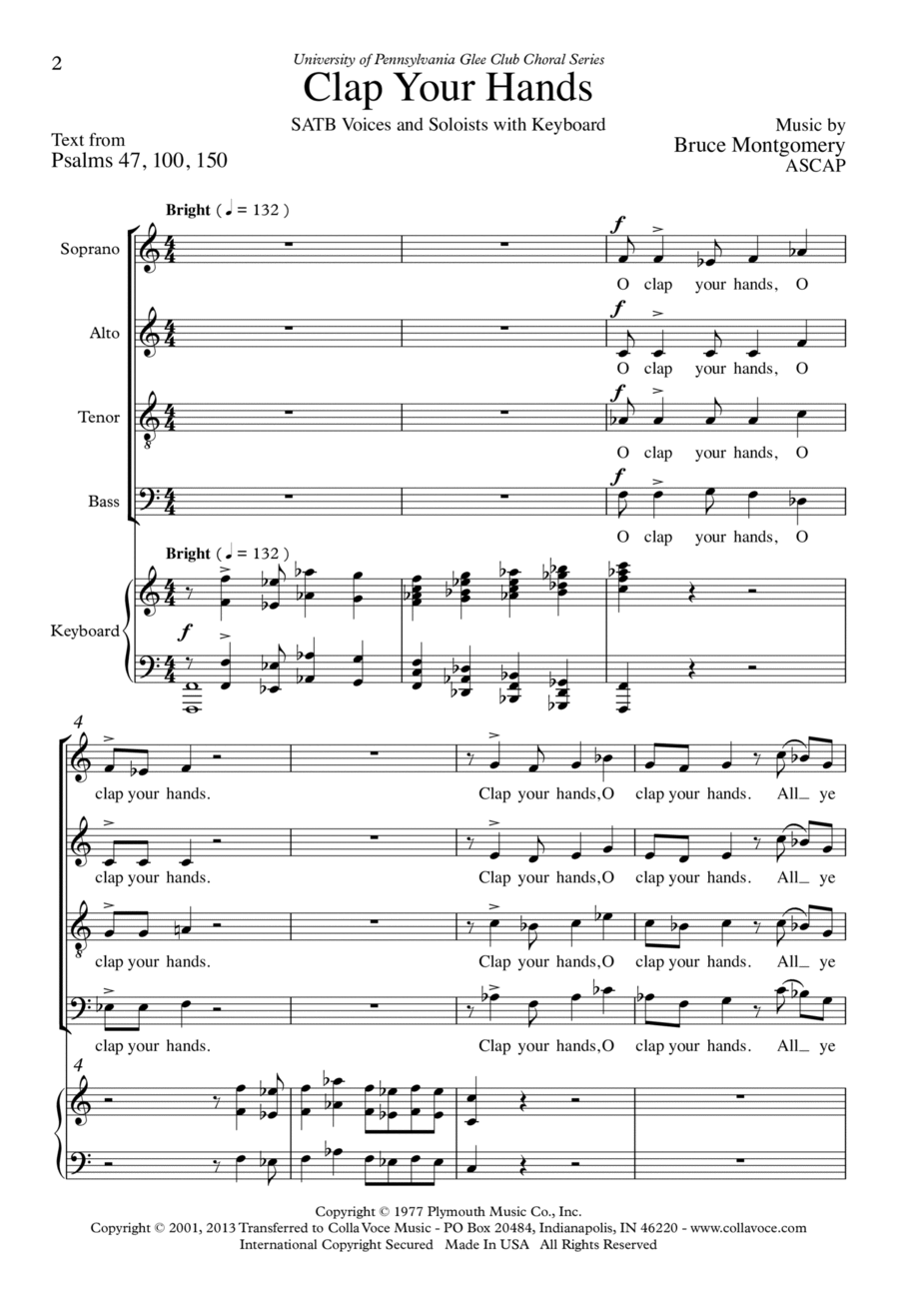 Clap Your Hands Clap Your Hands 4-Part scores gallery preview page 1