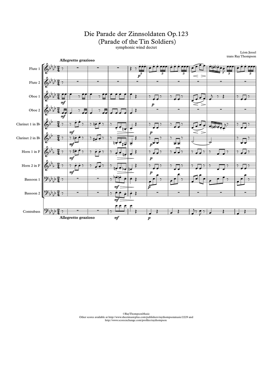 Jessel: Die Parade der Zinnsoldaten Op.123 (Parade of the Tin Soldiers) - symphonic wind Woodwind Quintet scores gallery preview page 1