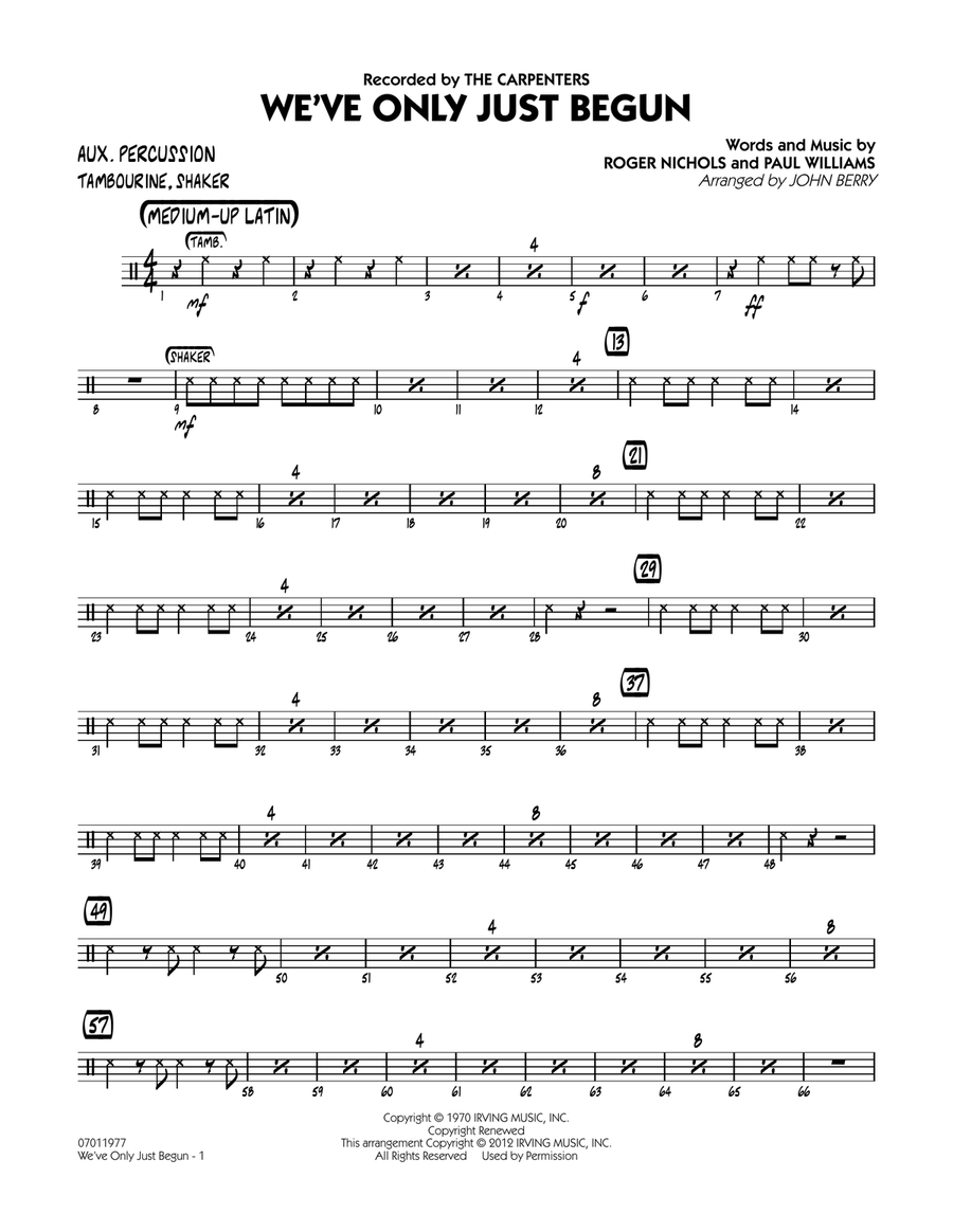 We've Only Just Begun - Aux Percussion Jazz Ensemble scores gallery preview page 1