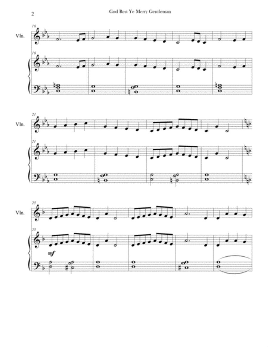 God Rest Ye, Merry Gentlemen (Piano and Violin) String Duet scores gallery preview page 2