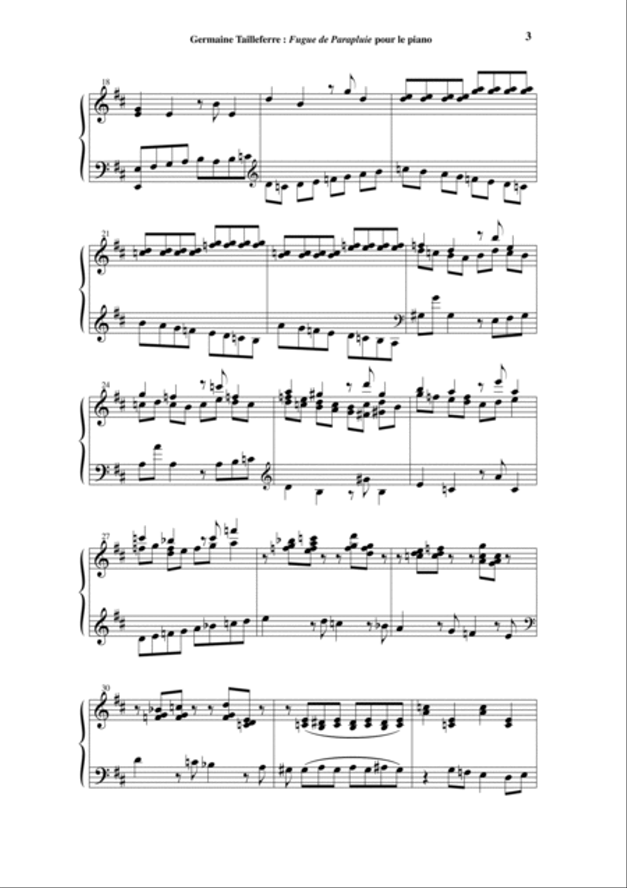 Germaine Tailleferre - Fugue de Parapluie for piano Piano Solo scores gallery preview page 3
