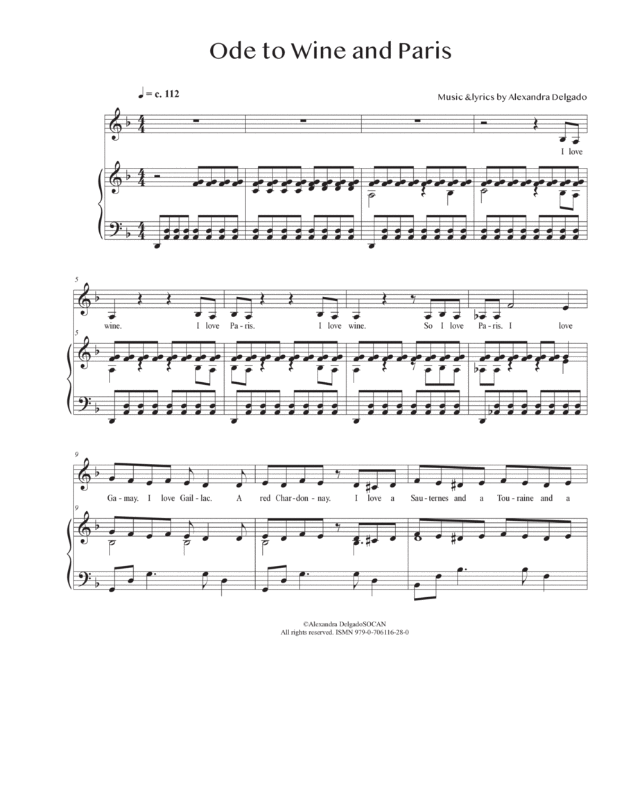 Ode to Wine and Paris Voice scores gallery preview page 1