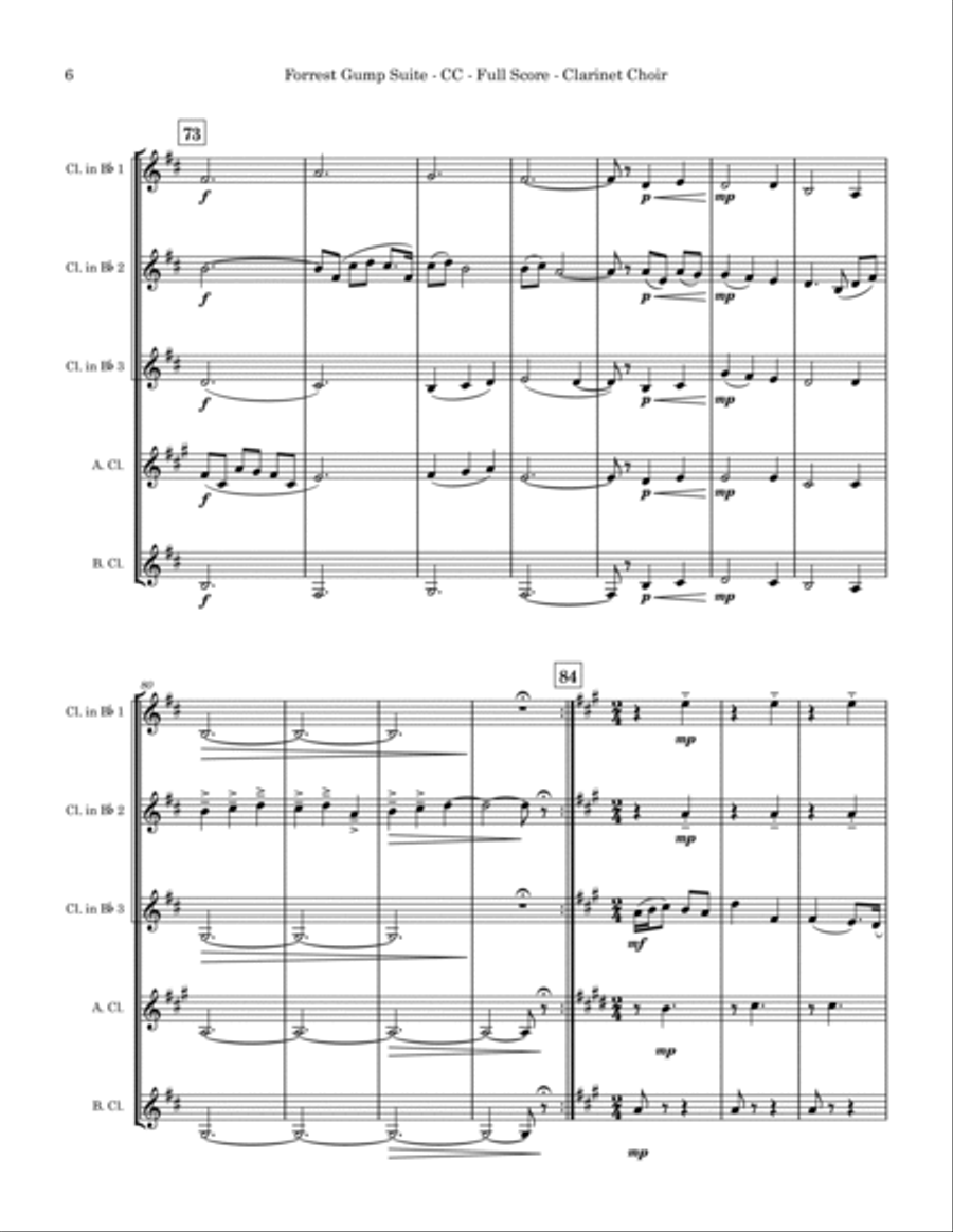 Forrest Gump Suite Clarinet Choir scores gallery preview page 6