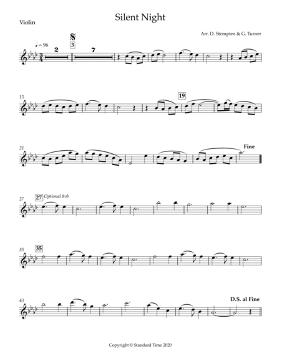 Silent Night for Vocal Solo with Violin and Piano Accompaniment (Christmas) Voice Solo scores gallery preview page 4