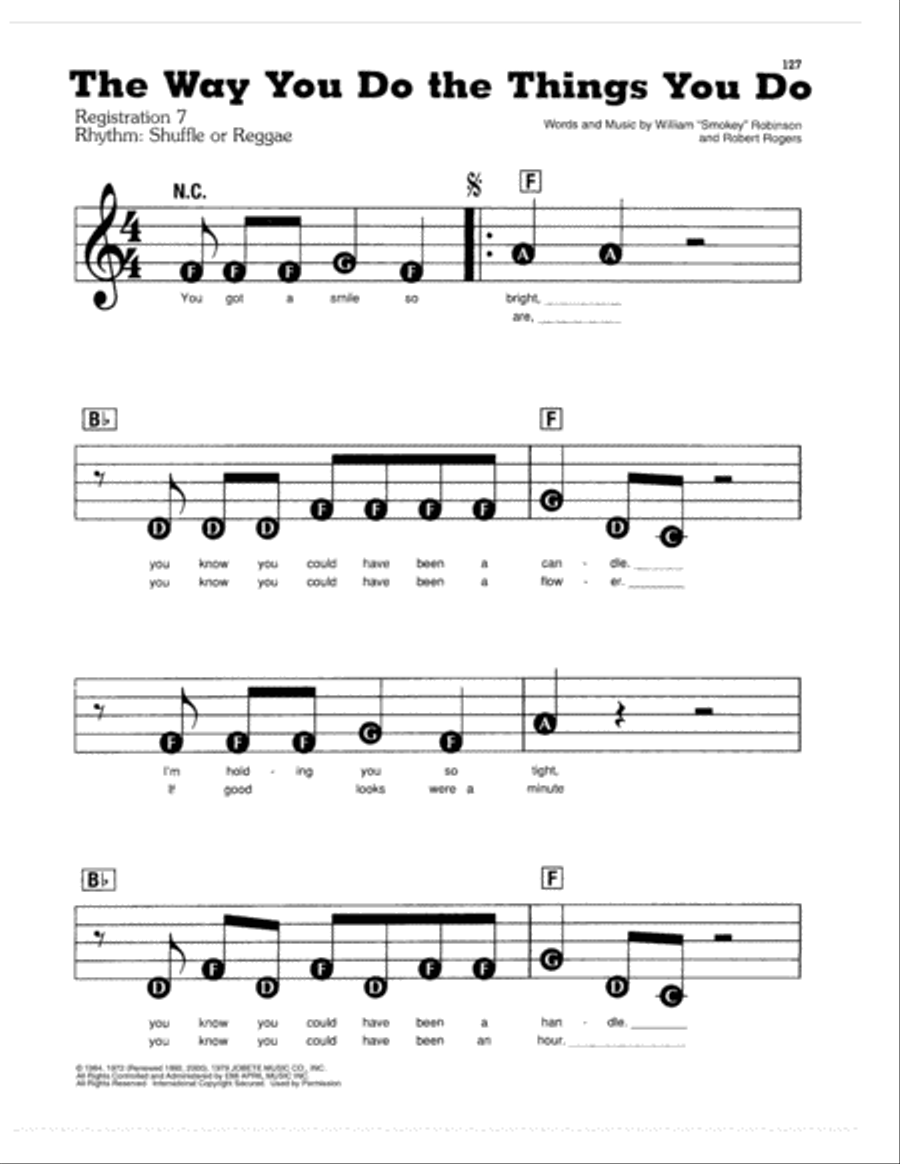 The Way You Do The Things You Do Electronic Keyboard scores gallery preview page 1