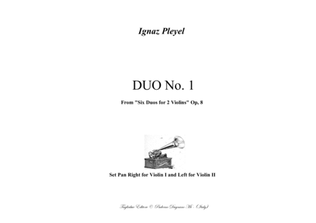 Book cover for DUO No. 1 for two Violins - I. Pleyel - (from Six duos for 2 Violins - Op. 8) - PDF file with integr