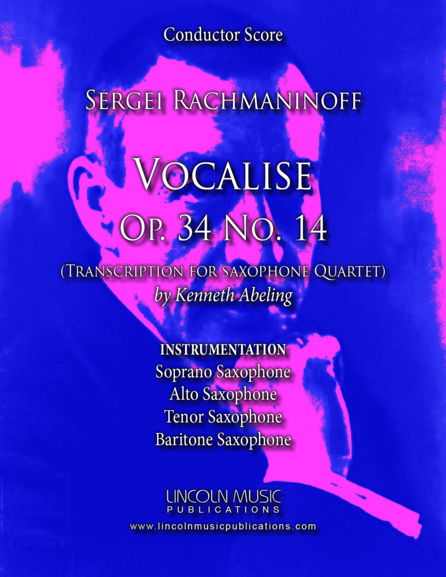 Rachmaninoff - Vocalise Op. 34 No.14 (for Saxophone Quartet) Saxophone Quartet scores gallery preview page 1