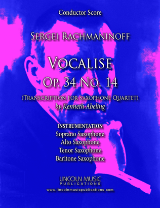 Rachmaninoff - Vocalise Op. 34 No.14 (for Saxophone Quartet)