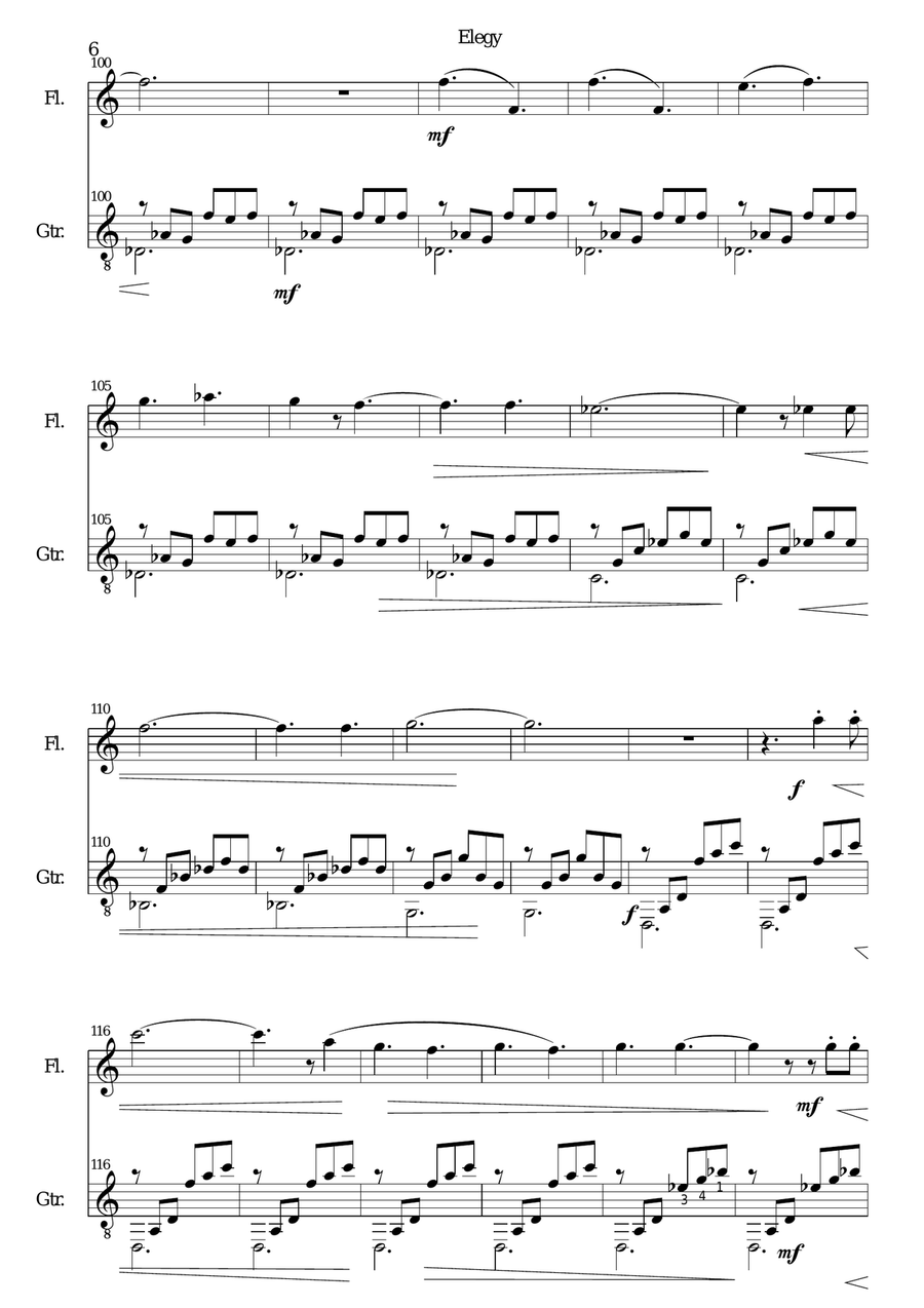 Elegy for flute and guitar Flute scores gallery preview page 6