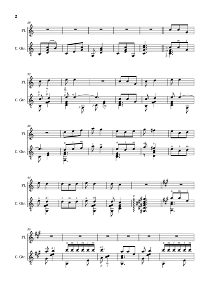 Spanish Popular Song - Los Cuatro Muleros. Arrangement for Flute and Classical Guitar. image number null