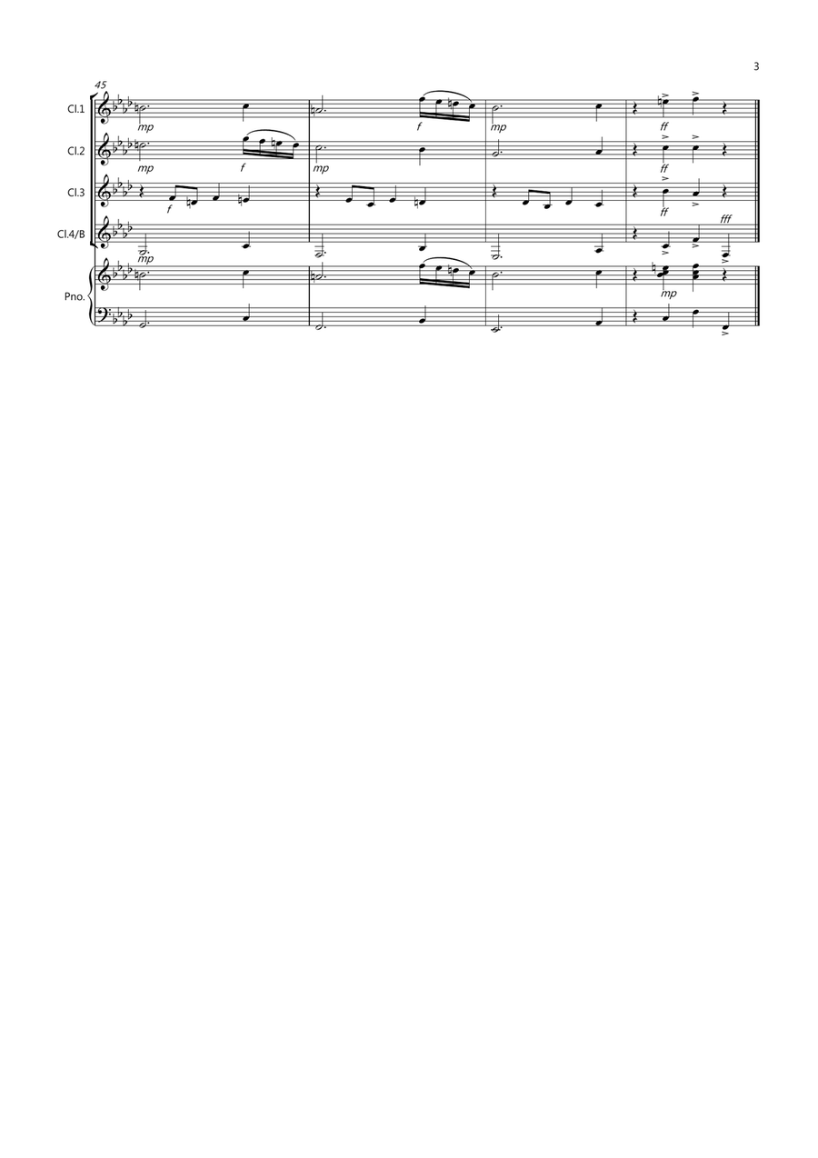 Dance of the Sugar Plum Fairy (fantasia from Nutcracker) for Clarinet Quartet Clarinet Quartet scores gallery preview page 3