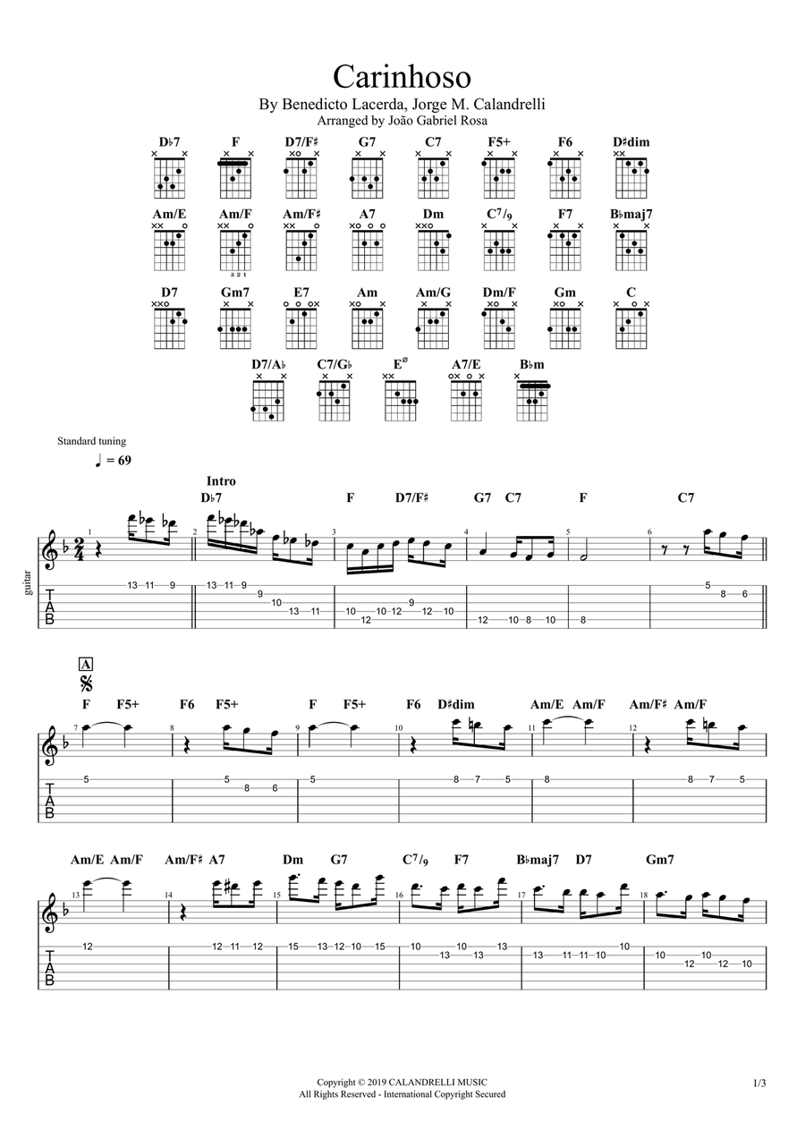 Carinhoso Carinhoso Guitar Tablature scores gallery preview page 1