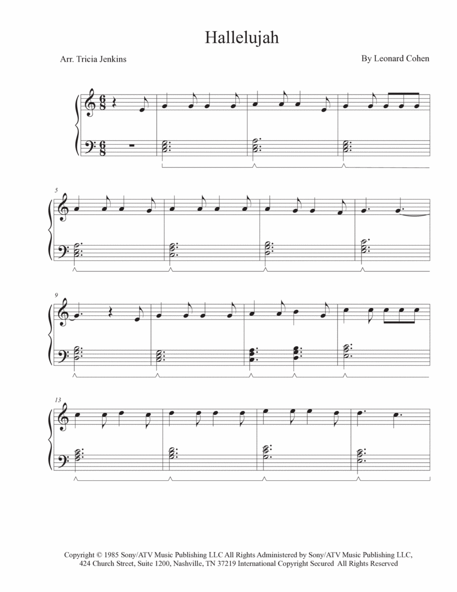 Download Digital Sheet Music of leonard cohen hallelujah for Easy Piano
