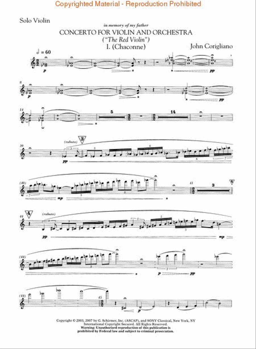 Concerto for Violin and Orchestra (The Red Violin) Violin Solo scores gallery preview page 4