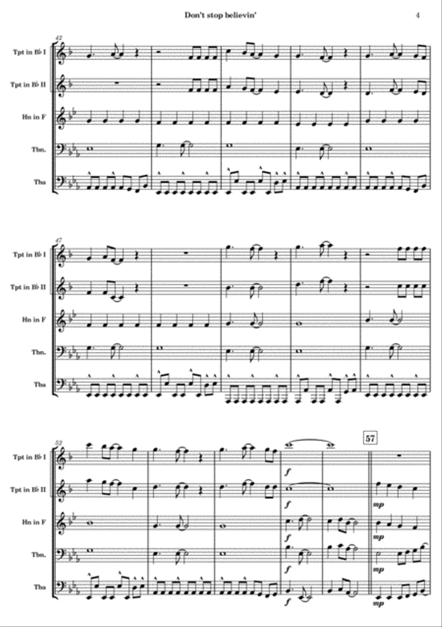 Don't Stop Believin' Brass Ensemble scores gallery preview page 4
